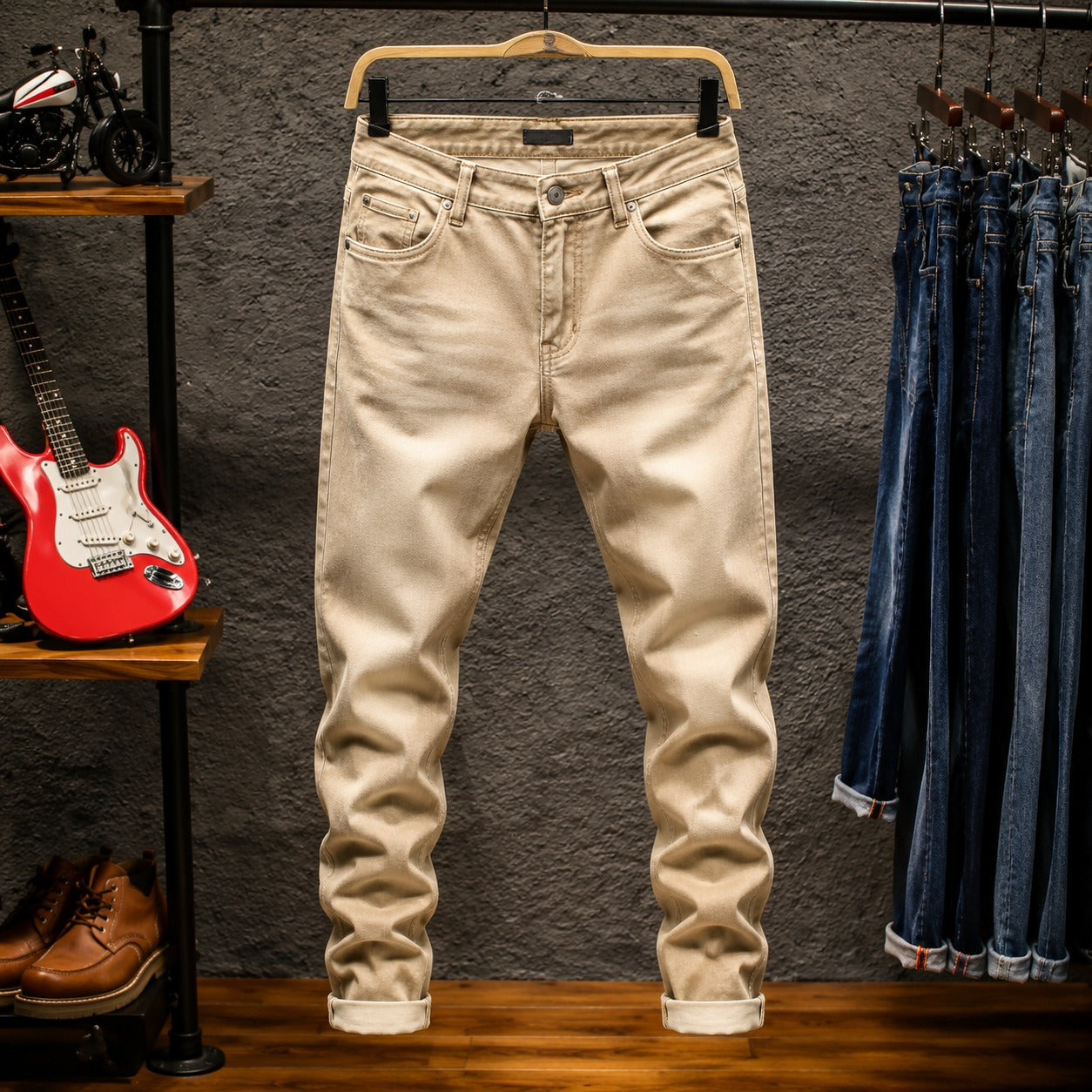 Spring New Men's Slim Jeans Skinny Elastic Straight Fashion Korean Denim Pants Dark Blue Male Casual Trendy Trousers
