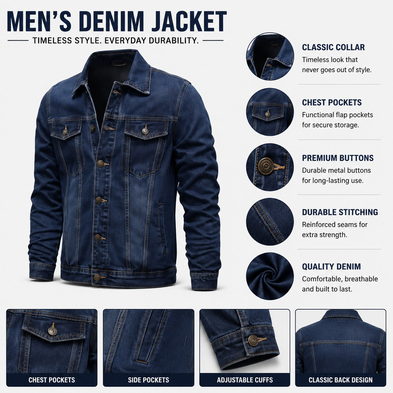 Spring Autumn Men Denim Jackets Casual Solid Color Lapel Single Breasted Jeans Jacket Men Slim Fit Cotton Outwear Jackets