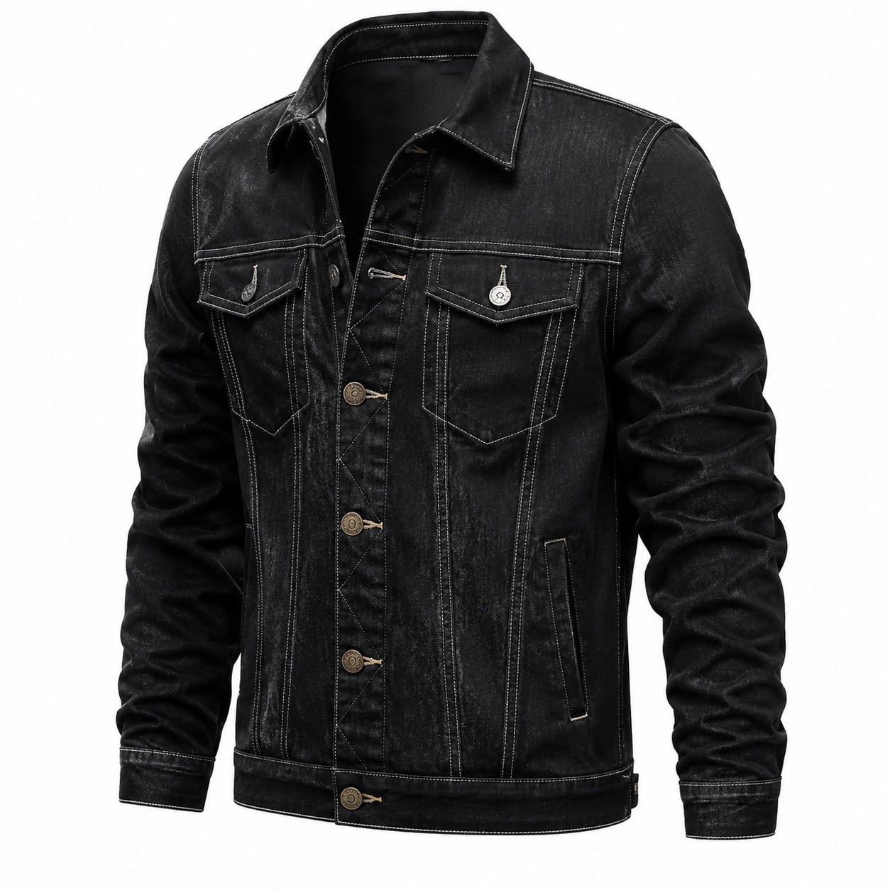 Spring Autumn Men Denim Jackets Casual Solid Color Lapel Single Breasted Jeans Jacket Men Slim Fit Cotton Outwear Jackets